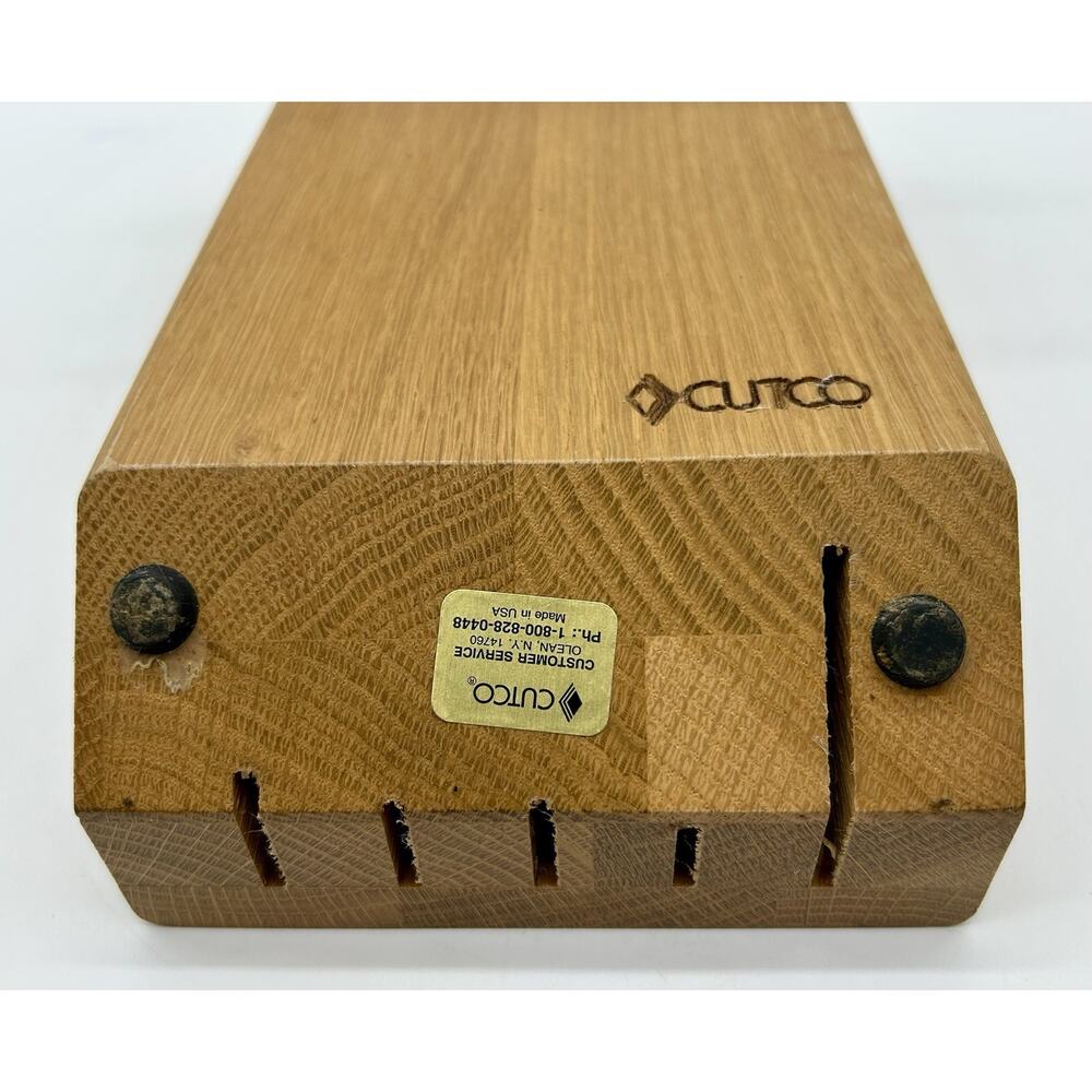 Cutco 5 Slot Oak Wood Knife Block Storage Space Saver Stand Or Hanging GUC - Picture 8 of 9